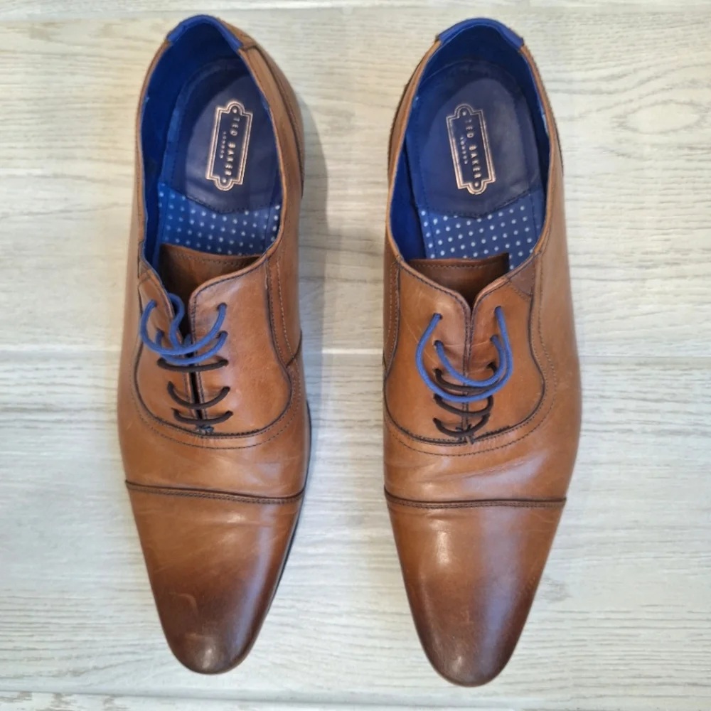 Ted Baker men's ROGRR brown leather cap toe lace-up oxford shoes - size 14